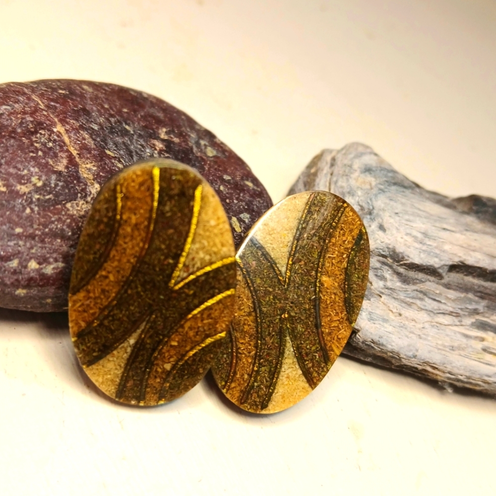 Vintage Boho Gold and Earthy Tones Cork Earrings